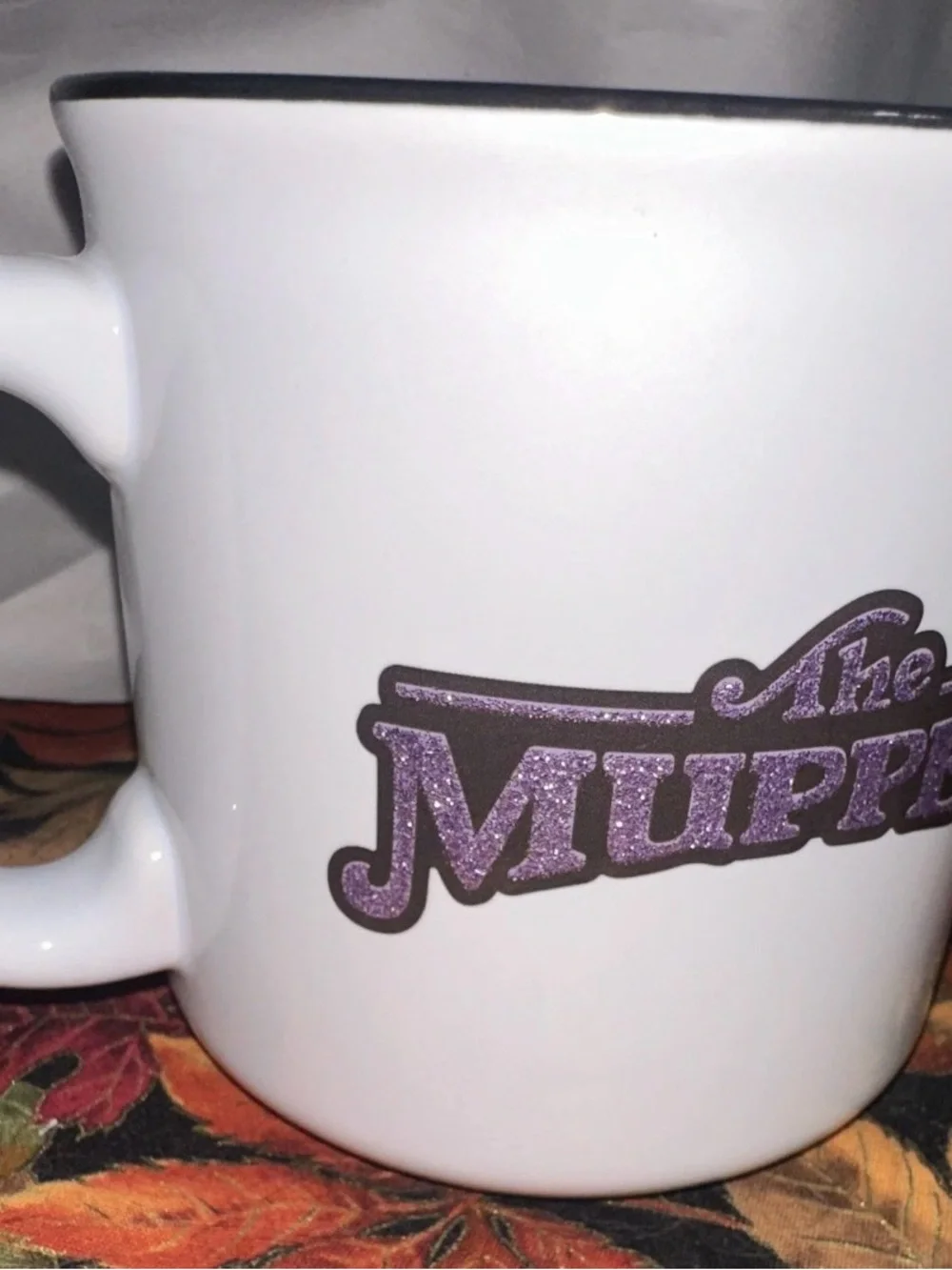 Disney Miss Piggy White Mug with Yellow, Purple, Red and Orange Graphic